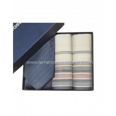 Estuche pañuelos y corbata en azul de Guasch