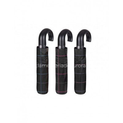 Paraguas plegable hombre mango curvo modelo cuadros de...