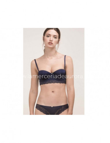 Conjunto de sujetador bustier y braguita marino de Gisela Suite