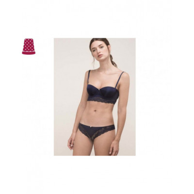 Conjunto de sujetador bustier y braguita marino de Gisela... 2