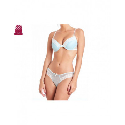 Conjunto braga y sujetador push-up copa B aguamarina de... 2
