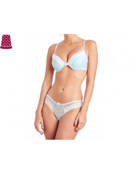 Conjunto braga y sujetador push-up copa B aguamarina de Kehat