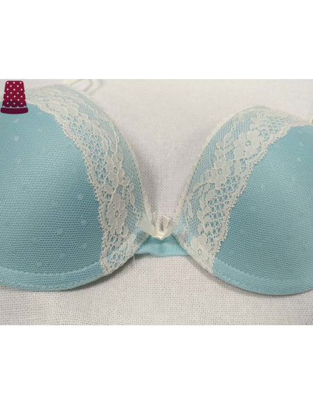 Conjunto braga y sujetador push-up copa B aguamarina de Kehat