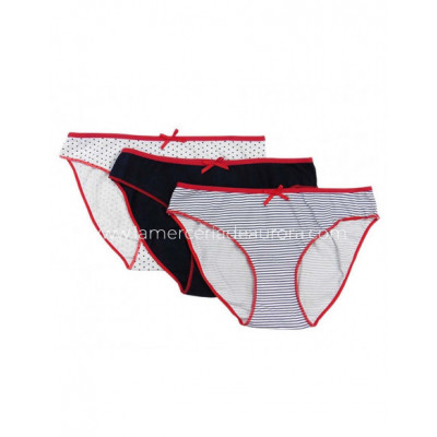 Braga bikini algodón fantasía Marinera (3 uds) de Pompea