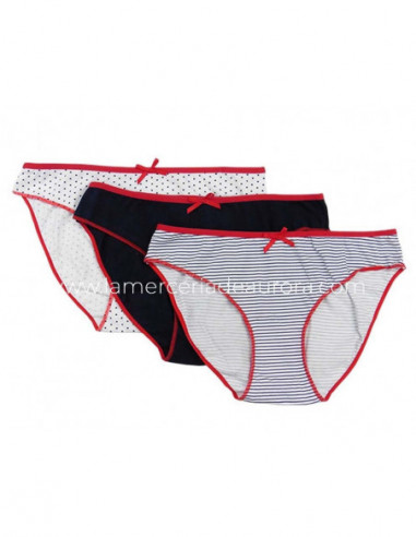 Braga bikini algodón fantasía Marinera (3 uds) de Pompea