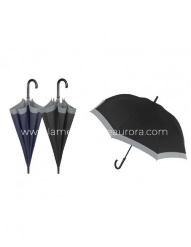 Paraguas largo caballero con borde gris de Perletti - varios colores