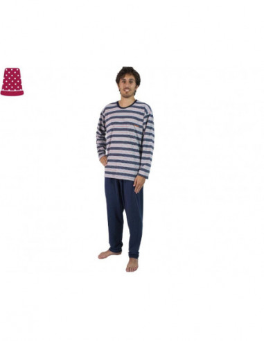 Pijama hombre largo de entretiempo camiseta rayas de Dormen