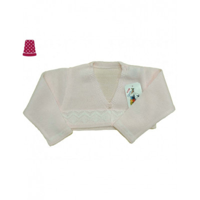 Chaqueta bebé perlé Rosa de Gavidia