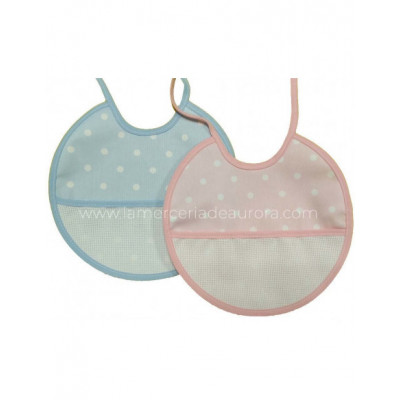 Babero redondo piqué lunares para bordar - varios colores