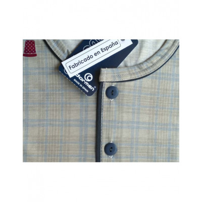 Pijama hombre largo de entretiempo camiseta cuadros de... 2