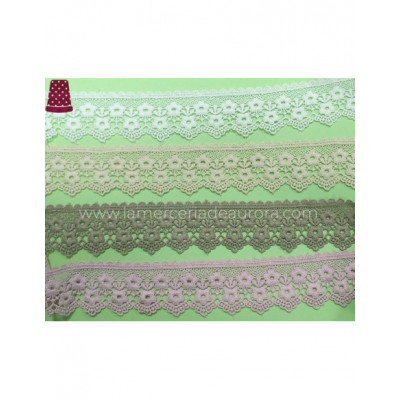 Encaje guipur (ancho 5 cms) Lisa - varios colores