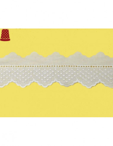 Puntilla de batista bordada (3,5 cms) topitos - varios colores