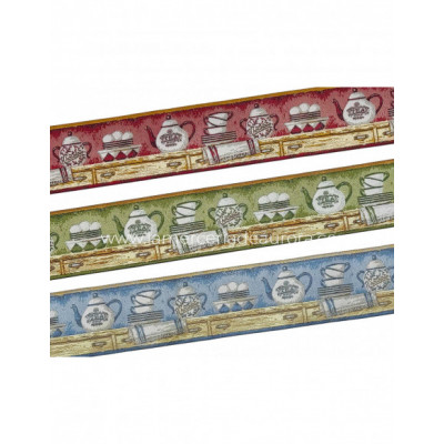 Tapacosturas tejido (ancho 5 cms) con motivos de cocina -...