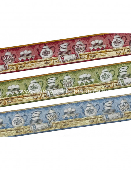 Tapacosturas tejido (ancho 5 cms) con motivos de cocina - varios colores