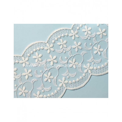Entredos de encaje de tul bordado (ancho 11cm) Alba