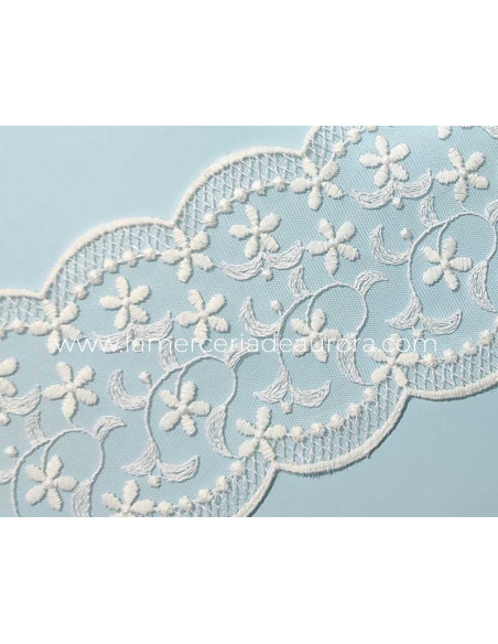 Entredos de encaje de tul bordado (ancho 11cm) Alba