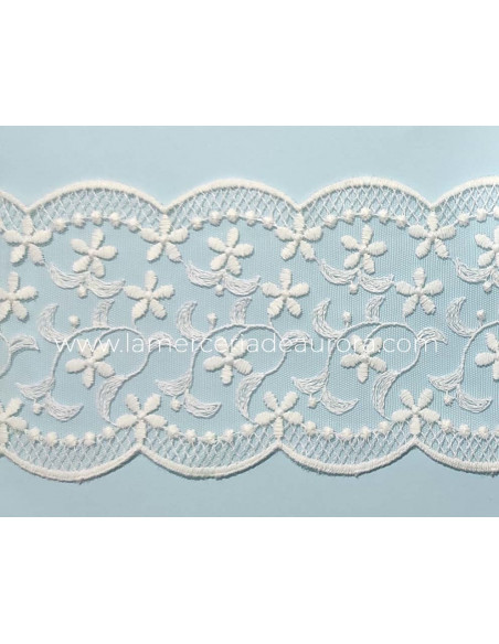 Entredos de encaje de tul bordado (ancho 11cm) Alba