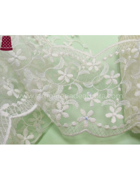 Entredos de encaje de tul bordado (ancho 11cm) Alba