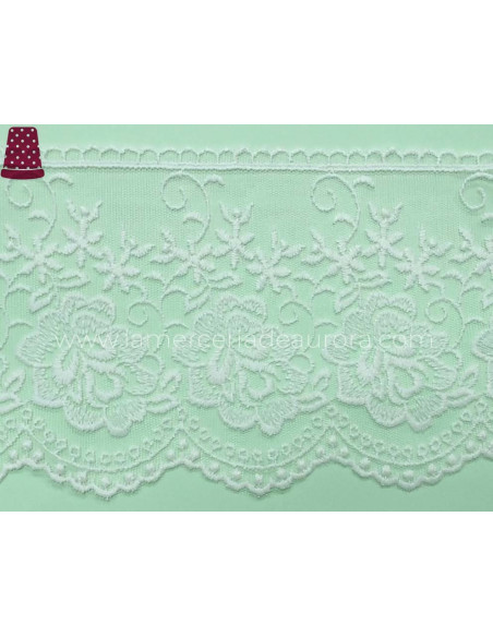 Encaje de tul bordado (ancho 11 cms) Rosas