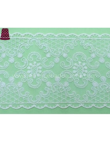 Entredos de encaje de tul bordado (ancho 9,5 cms) Belisa