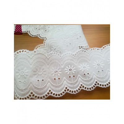 Entredós de batista bordada (ancho 8 cms) Margarita y... 2