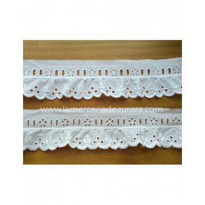 Bordado fruncido con pasacintas modelo Tiare (ancho 4,5...