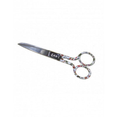 Tijera costura decorada modelo flores fondo blanco de...