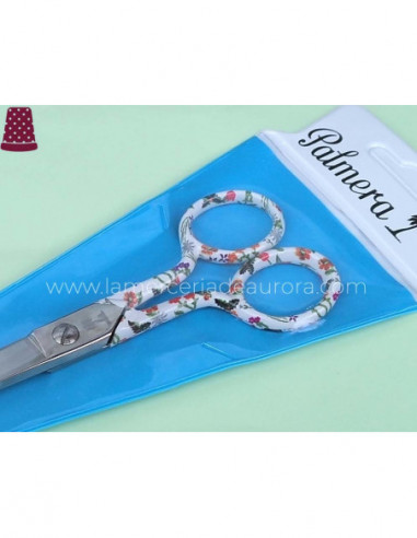 Tijera costura decorada modelo flores fondo...