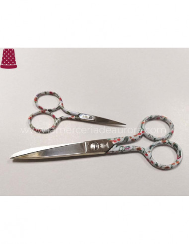 Tijera costura decorada modelo flores fondo...