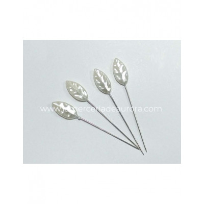 Alfileres perla hoja (12 unidades) - varios colores