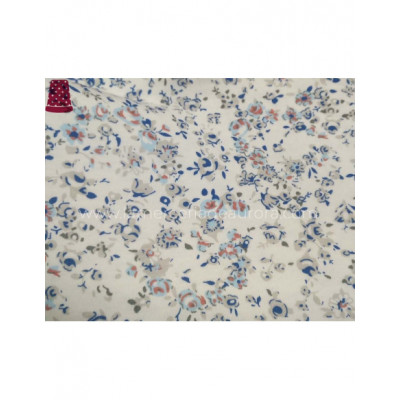 Pijama largo de mujer algodón estampado floral azul 2