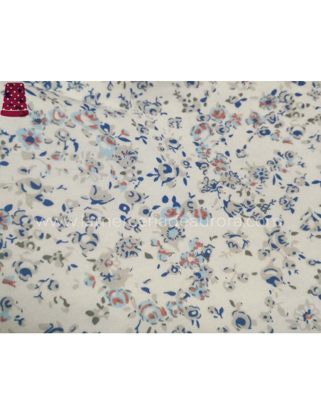 Pijama largo de mujer algodón estampado floral azul