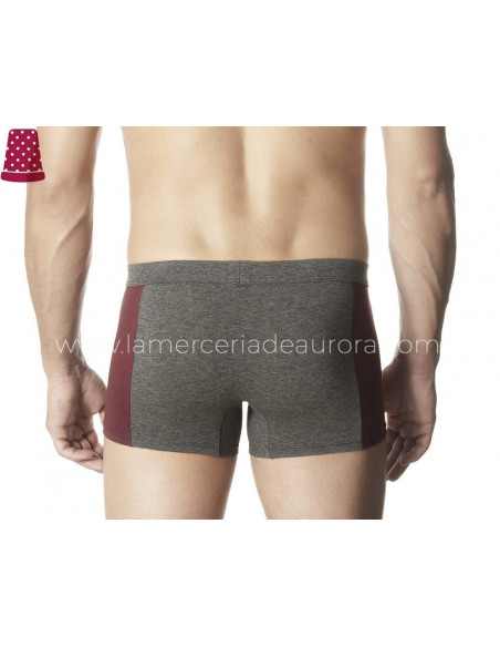 Bóxer Jimmy algodón gris y burdeos de Pompea