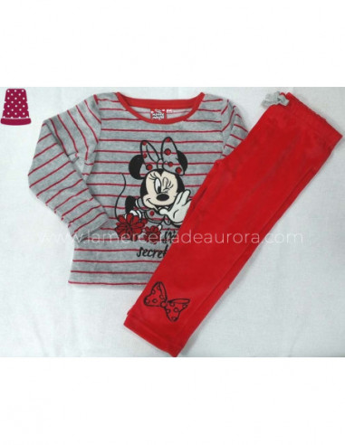 Pijama largo de niña tundosado Minnie Mouse