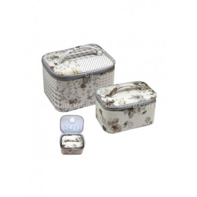 Costureros rectangulares estampados beige (set 2 unidades)