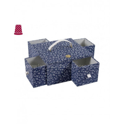 Costurero cuadrado grande DMC - Fleurs Bleues