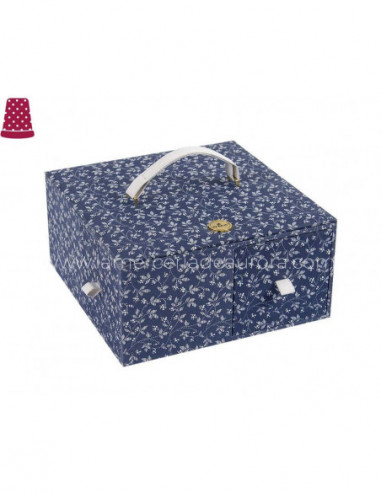 Costurero cuadrado grande DMC - Fleurs Bleues