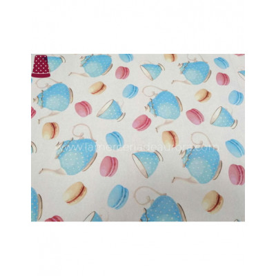 Tela mantel antimanchas Café y macarons 2
