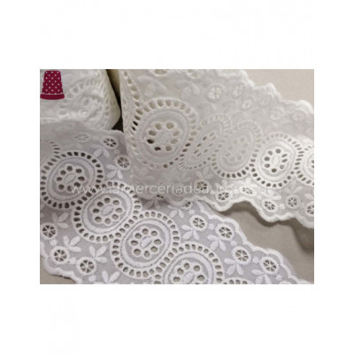 Entredós de batista bordada (ancho 8 cms) Medallones -...