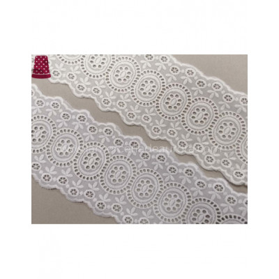 Entredós de batista bordada (ancho 8 cms) Medallones -... 2