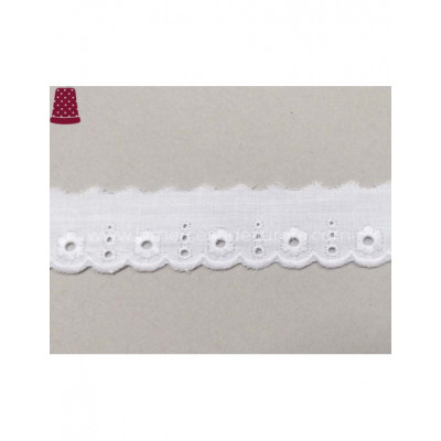 Puntilla de batista bordada (ancho 3 cm) Flor y topos... 2