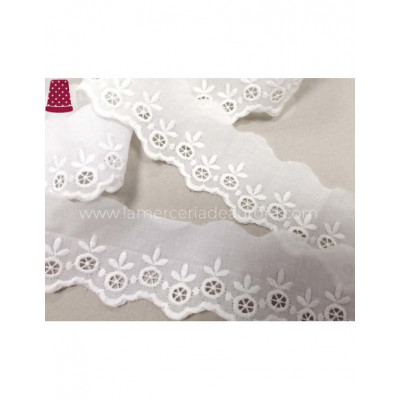 Puntilla de batista bordada (ancho 4,5cm) Picotas -...