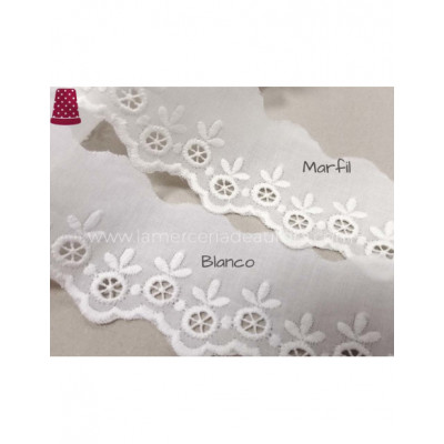 Puntilla de batista bordada (ancho 4,5cm) Picotas -... 2