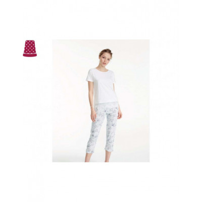 Pijama mujer pantalón capri floral azul de Promise