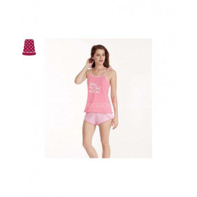 Pijama corto mujer vichy rosa de Promise