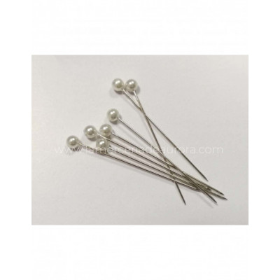 Alfileres perla (12 uds) blanca nacarada