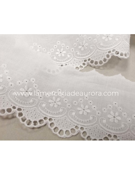 Puntilla de batista bordada (ancho 6,5cm) Cenefa picos
