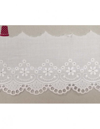 Puntilla de batista bordada (ancho 6,5cm)...