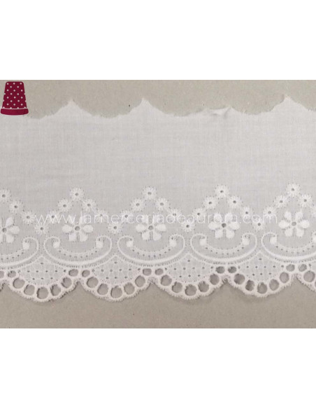 Puntilla de batista bordada (ancho 6,5cm) Cenefa picos
