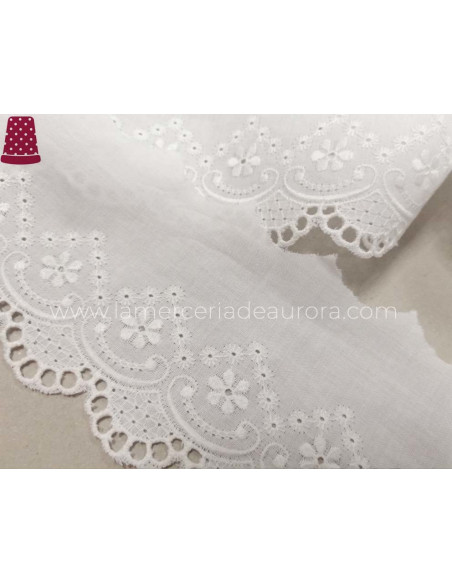 Puntilla de batista bordada (ancho 6,5cm) Cenefa picos